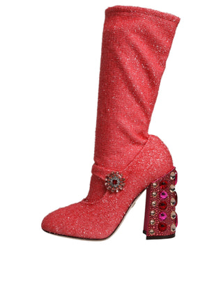 Pink Crystal Lurex Fantasy High Boots Shoes