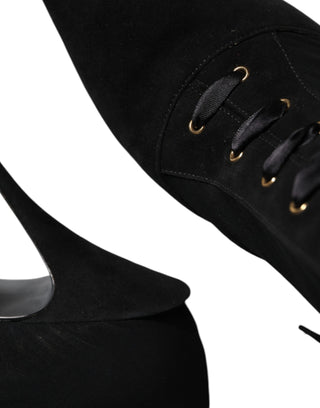 Black Lace Up Trekking Ankle Boots Shoes