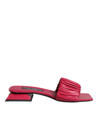 Fuchsia Leather Slides Flats Sandals Shoes