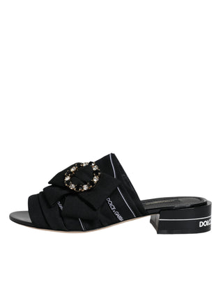 Black White Crystal Slides Sandals Shoes