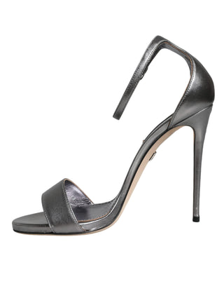 Silver Keira Heels Ankle Strap Sandals Shoes