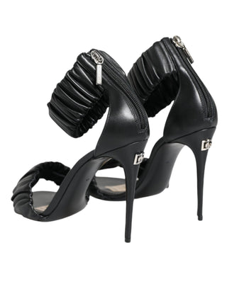 Black High Heels Ankle Strap Sandals Shoes