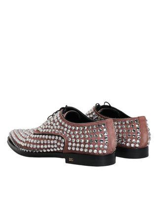 Brown Strass Embellished Derby Dress Shoes