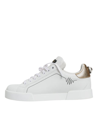 White Leather Portofino Low Top Sneaker Shoes