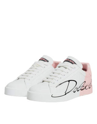 White Pink Portofino Low Top Sneakers Shoes