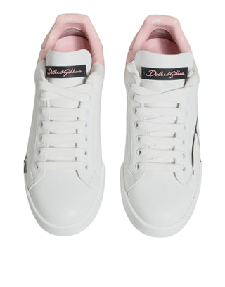 White Pink Portofino Low Top Sneakers Shoes