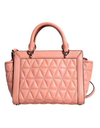 Peach Quilted Leather Logo Crossbody Vivianne Messenger Bag