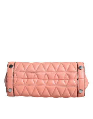 Peach Quilted Leather Logo Crossbody Vivianne Messenger Bag