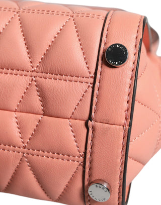 Peach Quilted Leather Logo Crossbody Vivianne Messenger Bag