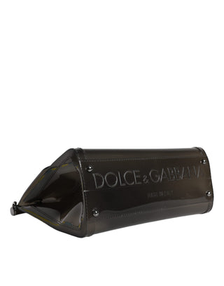 Black Pvc Sicily Logo Tote Top Handle Bag