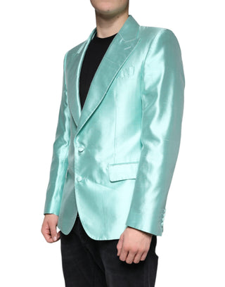 Mint Green Silk Single Breasted Coat Blazer