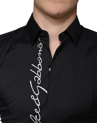 Black Logo Embroidered Sicilia Dress Shirt