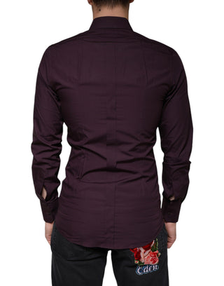 Dark Violet Cotton Dress Gold Men Formal Shirt