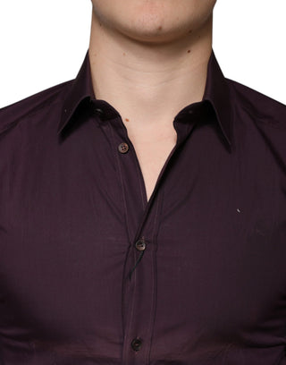 Dark Violet Cotton Dress Gold Men Formal Shirt