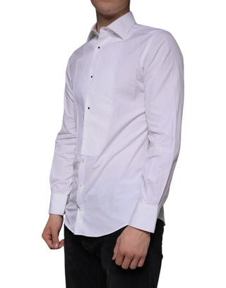 White Bib Cotton Poplin Gold Men Formal Shirt