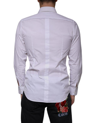 White Bib Cotton Poplin Gold Men Formal Shirt