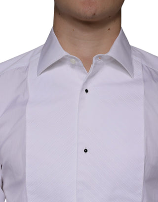 White Bib Cotton Poplin Gold Men Formal Shirt