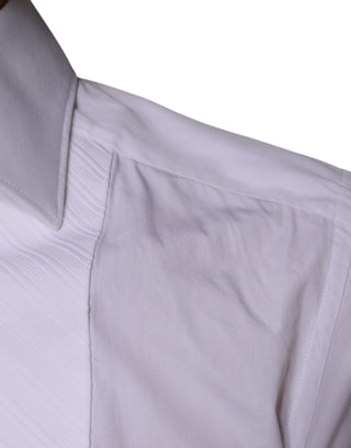 White Bib Cotton Poplin Gold Men Formal Shirt