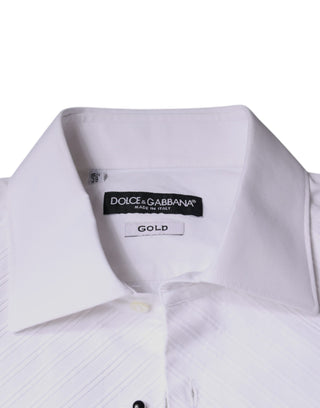 White Bib Cotton Poplin Gold Men Formal Shirt