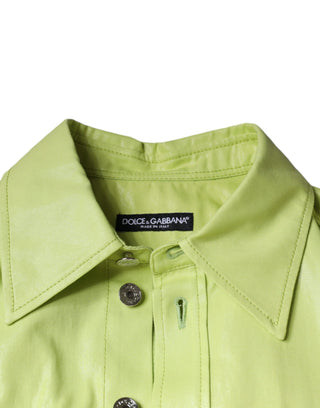 Green Cotton Collared Men Button Down Shirt