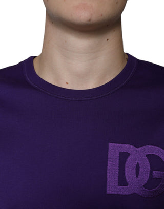 Purple Dg Logo Cotton Crew Neck T-shirt