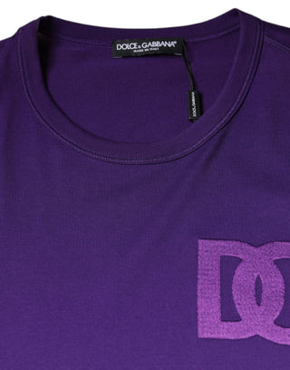 Purple Dg Logo Cotton Crew Neck T-shirt