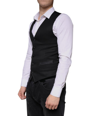 Black Wool Waistcoat Dress Formal Vest