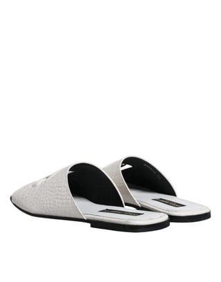 White Dg Cut Out Leather Slides Sandals Shoes