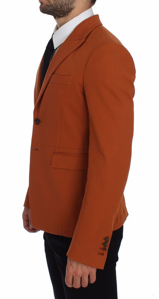 Elegant Orange Casual Cotton Blend Blazer - Luxury for You