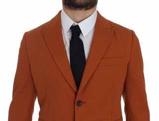 Elegant Orange Casual Cotton Blend Blazer - Luxury for You