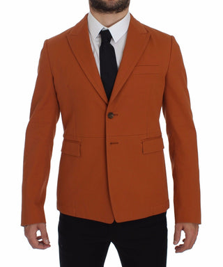 Elegant Orange Casual Cotton Blend Blazer - Luxury for You