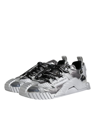 Silver Polyester Ns1 Low Top Sneakers Shoes