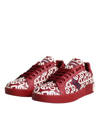 White Red Leather Dg Mania Sneakers Shoes