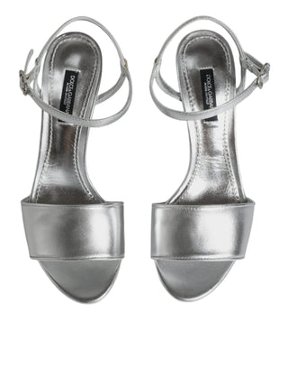 Silver Keira Heels Ankle Strap Sandals Shoes