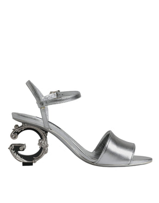 Silver Keira Heels Ankle Strap Sandals Shoes