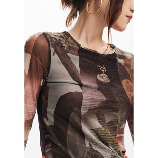 Brown Polyester Tops & T-shirt