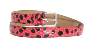 Polka Dot Snakeskin Belt With Silver Buckle - Luxury for You