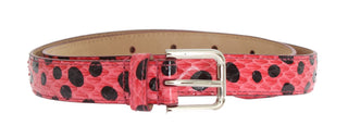 Polka Dot Snakeskin Belt With Silver Buckle - Luxury for You