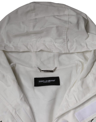 White Hooded Parka Polyester Trench Coat Jacket