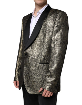 Gold Sicilia Jacquard Single Breasted Coat Blazer