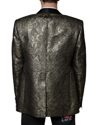 Gold Sicilia Jacquard Single Breasted Coat Blazer