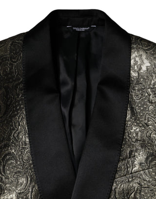 Gold Sicilia Jacquard Single Breasted Coat Blazer