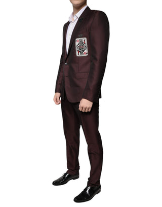 Maroon Deck Card Crown 2 Piece Formal Suit