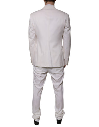 White Wool Silk 3 Piece Slimfit Formal Suit