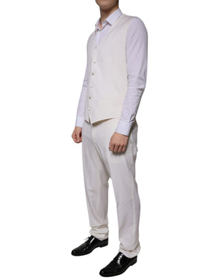 White Wool Silk 3 Piece Slimfit Formal Suit