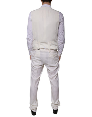 White Wool Silk 3 Piece Slimfit Formal Suit