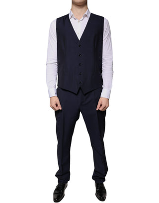 Dark Blue Wool 3 Piece Slim Fit Formal Suit