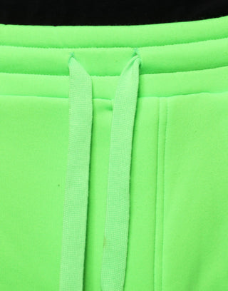 Neon Green Polyester Cargo Jogger Sweatpants Pants