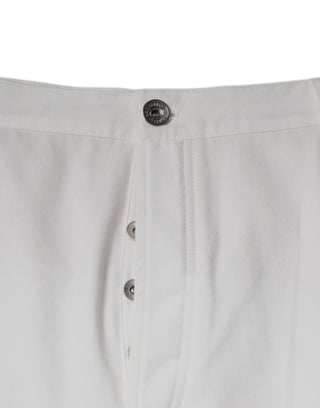 White Cotton Men Dress Tapered Pants