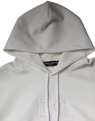 White Dg Logo Hooded Men Sweatshirt Sweater